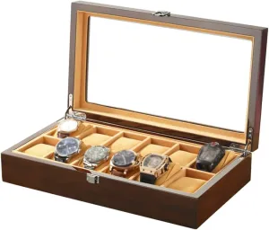 - 12 Slot Luxury Premium Display Cases with Framed Metal Clasp for Men prototype silvery dry multivolume and Women Watch Jewelry Large Holder Boxes (Brown) Watch Box Organizer Pillow Case 