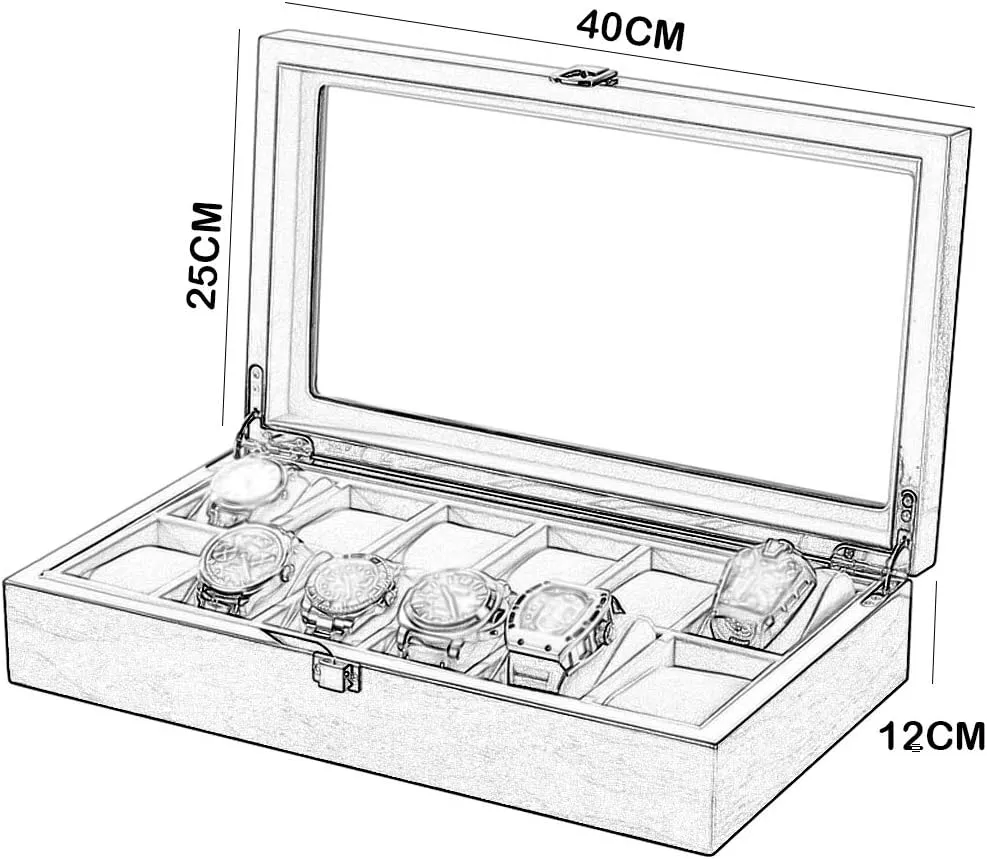 - 12 Slot Luxury Premium Display Cases with Framed Metal Clasp for Men prototype silvery dry multivolume and Women Watch Jewelry Large Holder Boxes (Brown) Watch Box Organizer Pillow Case 