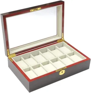 * 20.5 * 9cm) Watch Box Modern Creative Wood Watch Box Organizer Display Case Holder Jewelry Showcase with Clear Top Metal flamboyant moralize Lock Watch Accessories (Color : Black, Size : 32.5 