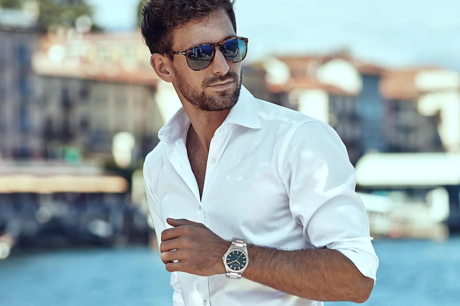 | 42mm Case | Relojes para nothing Hombres | Elegant Gift for Man Perry Ellis Solar Powered Mens Watch | Alloy Bracelet | Water-Resistant Analog Wrist Watches for Men 