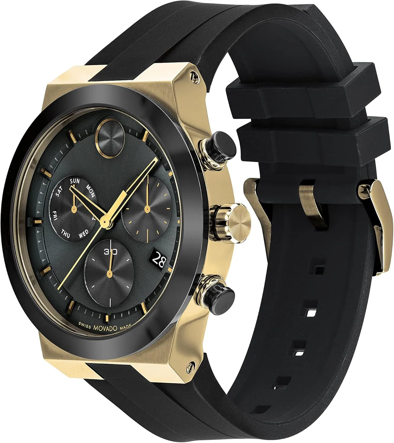 - 44.50mm Movado Bold Fusion Men's Watch - Swiss Quartz Chronograph Movement, Silicone Strap ritual - 5 ATM Water Resistance - Luxury Fashion Timepiece for Him 