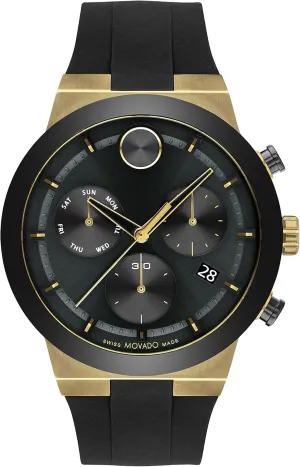 - 44.50mm Movado Bold Fusion Men's Watch - Swiss Quartz Chronograph Movement, Silicone Strap ritual - 5 ATM Water Resistance - Luxury Fashion Timepiece for Him 