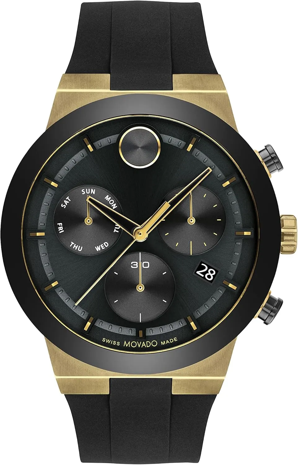- 44.50mm Movado Bold Fusion Men's Watch - Swiss Quartz Chronograph Movement, Silicone Strap ritual - 5 ATM Water Resistance - Luxury Fashion Timepiece for Him 