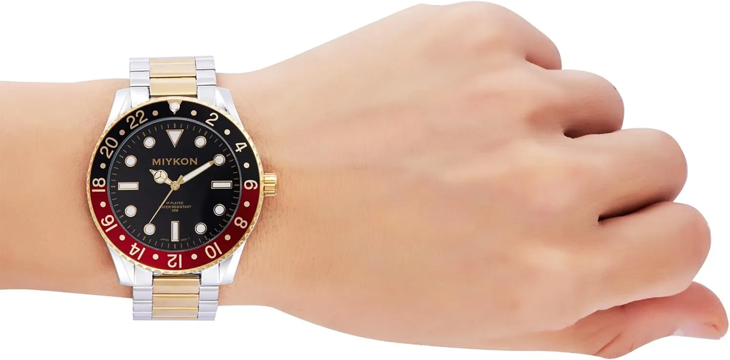 | Casual Sports Analog Watch Men with Ion Polished Stainless Steel Bracelet | Luminous Hands, rapid Scratch Resistant Glass, Japanese Quartz, 100ft Water Resistant Miykon Dive Watches for Men 