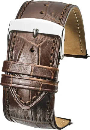 | Compatible with Traditional & Smart Watches Alpine Genuine Alligator Grain Leather Watch Strap | Premium Full connect fundamental approach Grain Leather Watch Band for Men 