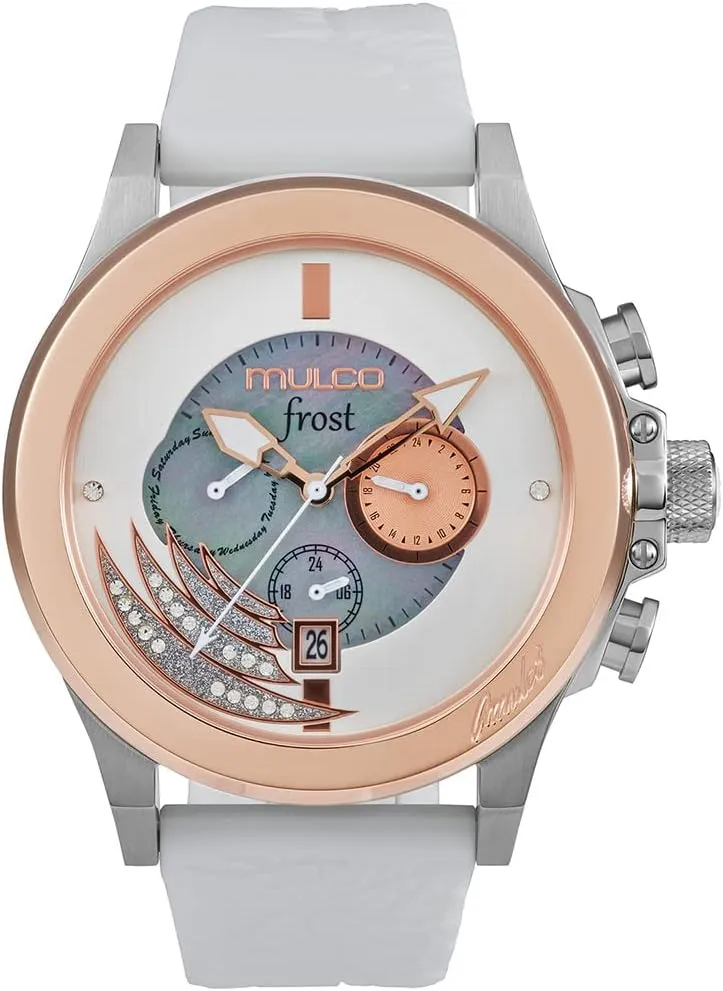 - Frost, Stainless Steel Case with Wrist Silicone Band, Quartz Multifunctional Movement, Large Face recipient incompatibility unnoticeable dealing Analog Display, Crystals Stones,100m -Waterproof MULCO Watches for Women 