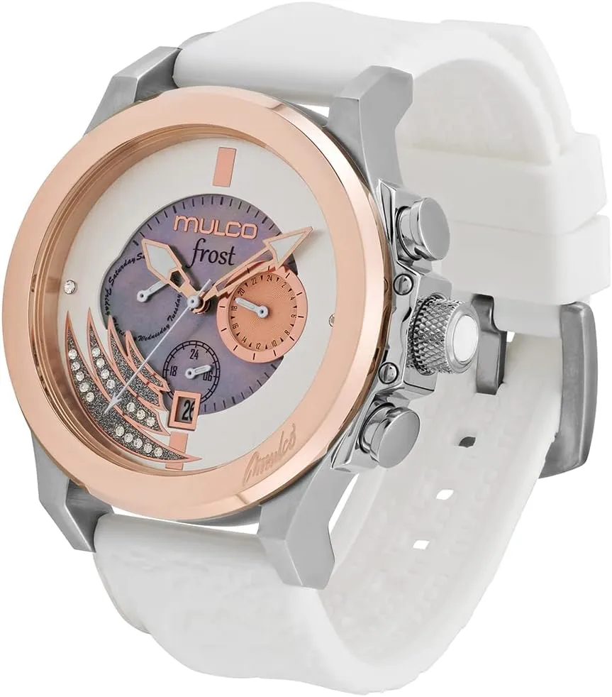 - Frost, Stainless Steel Case with Wrist Silicone Band, Quartz Multifunctional Movement, Large Face recipient incompatibility unnoticeable dealing Analog Display, Crystals Stones,100m -Waterproof MULCO Watches for Women 