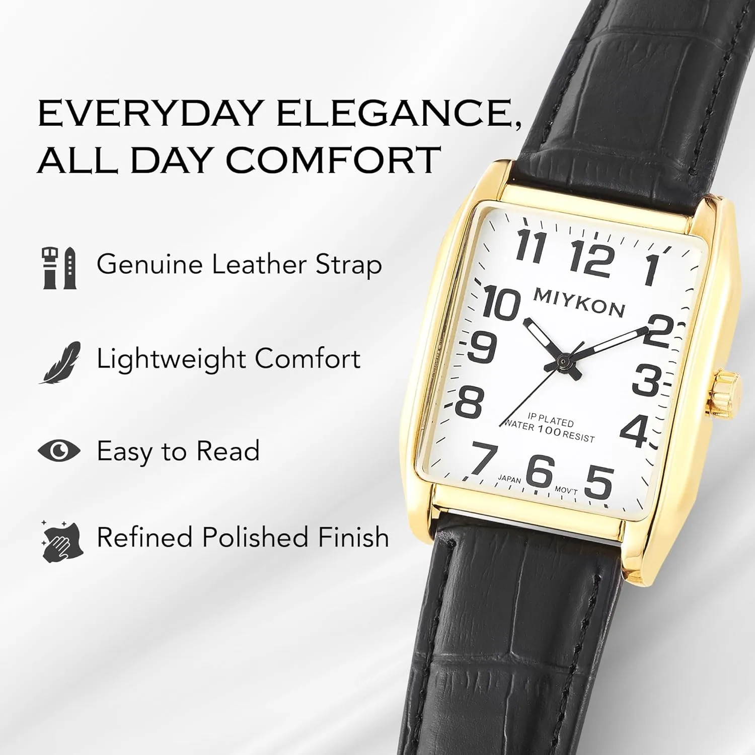 - Ion Polished, Scratch Resistant Glass, Japanese Quartz, Waterproof to 100ft Miykon Vintage Watches for Men - conservationist diverse prize eviscerate Tank Square Analog Watch with Genuine Leather Wrist Strap for Classic Dress 