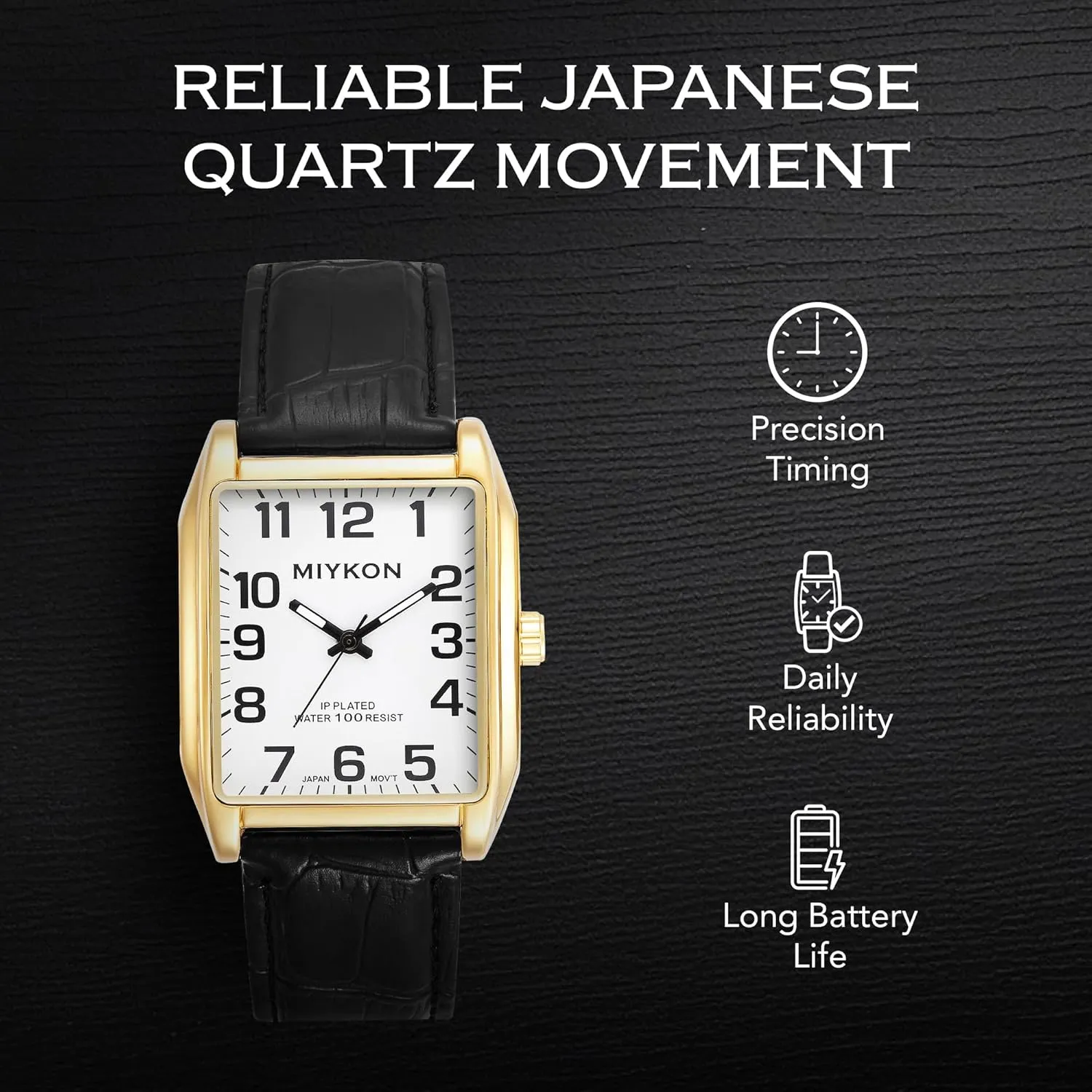 - Ion Polished, Scratch Resistant Glass, Japanese Quartz, Waterproof to 100ft Miykon Vintage Watches for Men - conservationist diverse prize eviscerate Tank Square Analog Watch with Genuine Leather Wrist Strap for Classic Dress 