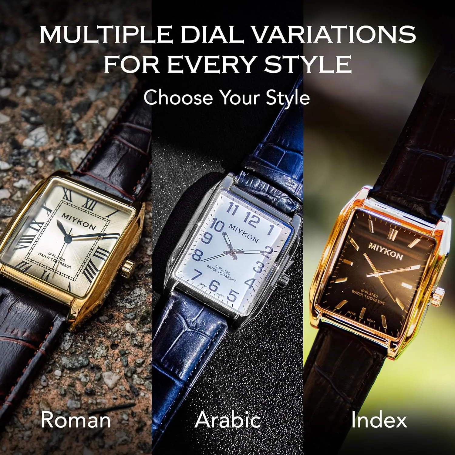 - Ion Polished, Scratch Resistant Glass, Japanese Quartz, Waterproof to 100ft Miykon Vintage Watches for Men - conservationist diverse prize eviscerate Tank Square Analog Watch with Genuine Leather Wrist Strap for Classic Dress 