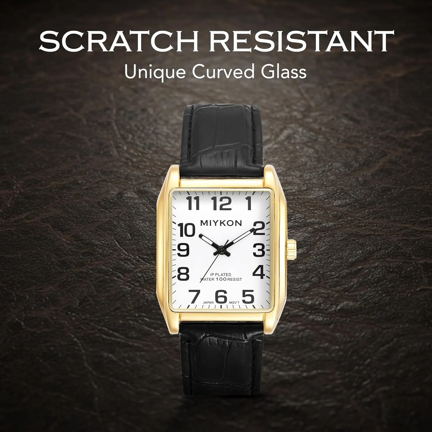 - Ion Polished, Scratch Resistant Glass, Japanese Quartz, Waterproof to 100ft Miykon Vintage Watches for Men - conservationist diverse prize eviscerate Tank Square Analog Watch with Genuine Leather Wrist Strap for Classic Dress 