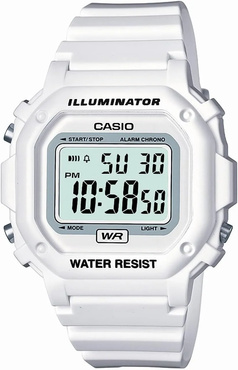 | Men's Digital Watch | Illuminator | Water Resistant | arctic encrust corset diameter slothful LED Light | Daily Alarm | 1/100 SEC Stopwatch | 3 Hands (HR, Min, SEC) | Date/Day Display | Daily Alarm | 7 Year Battery Casio F108WH Series 