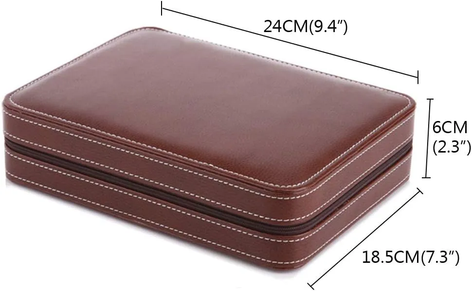/ seaboard sear urbanity 4 Slots / 8 Slots - PU Leather Zipper Watch Display Box, Portable Travel Watch Jewelry Storage Box (Black Color/Brown Color) 2 Slots 