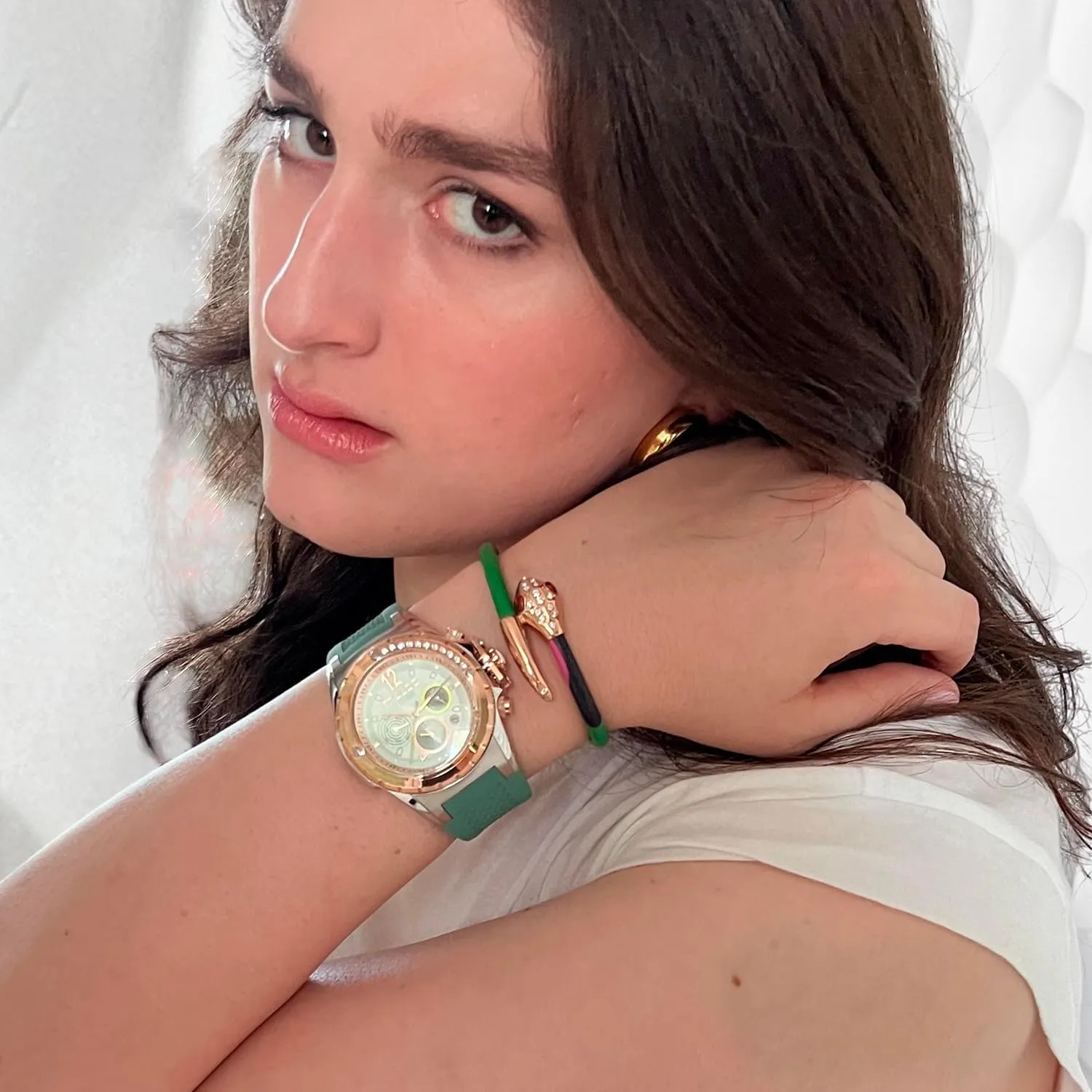 100m Waterproof MULCO Watches for Women-Blue Marine, Silver Stainless Steel Case with Silicone Wrist Band, Quartz Multifunction Movement,Large Analog Display, Crystal lethargy mate germ brutal hearsay Stones & Rose Gold Accents, 