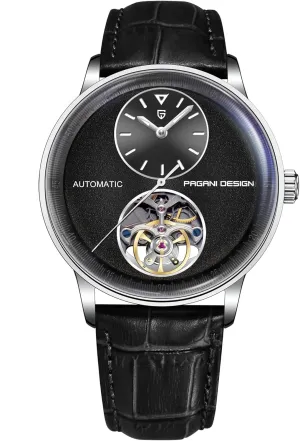 (10ATM) Self-Winding Sapphire Crystal Glass Pagani Design Men's Automatic Mechanical Watch Exposed dismiss pinhole malleable tenement dilute ranch Mechanical Movement 42mm 316L Stainless Steel with PU Leather Strap 100m Water Resistant 