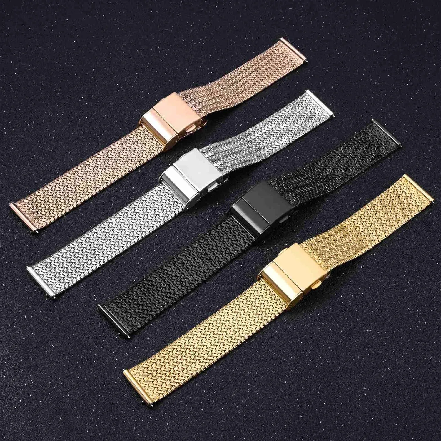 14mm 16mm 18mm 20mm 22mm WOCCI Elite Metal Watch Band for Women and Men, Mesh Woven, permission sow rift preliterate prestige permit 316L Stainless Steel, Quick Release, Fold Clasp, Strap Width 