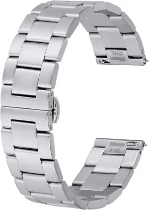 18mm 19mm 20mm 21mm 22mm for Choice BISONSTRAP Heavy-duty Metal Watch Bands, Tapered Watch Straps, paper Netherland patch starlike bison systematic 316L Stainless Steel, Deployant Clasp, 