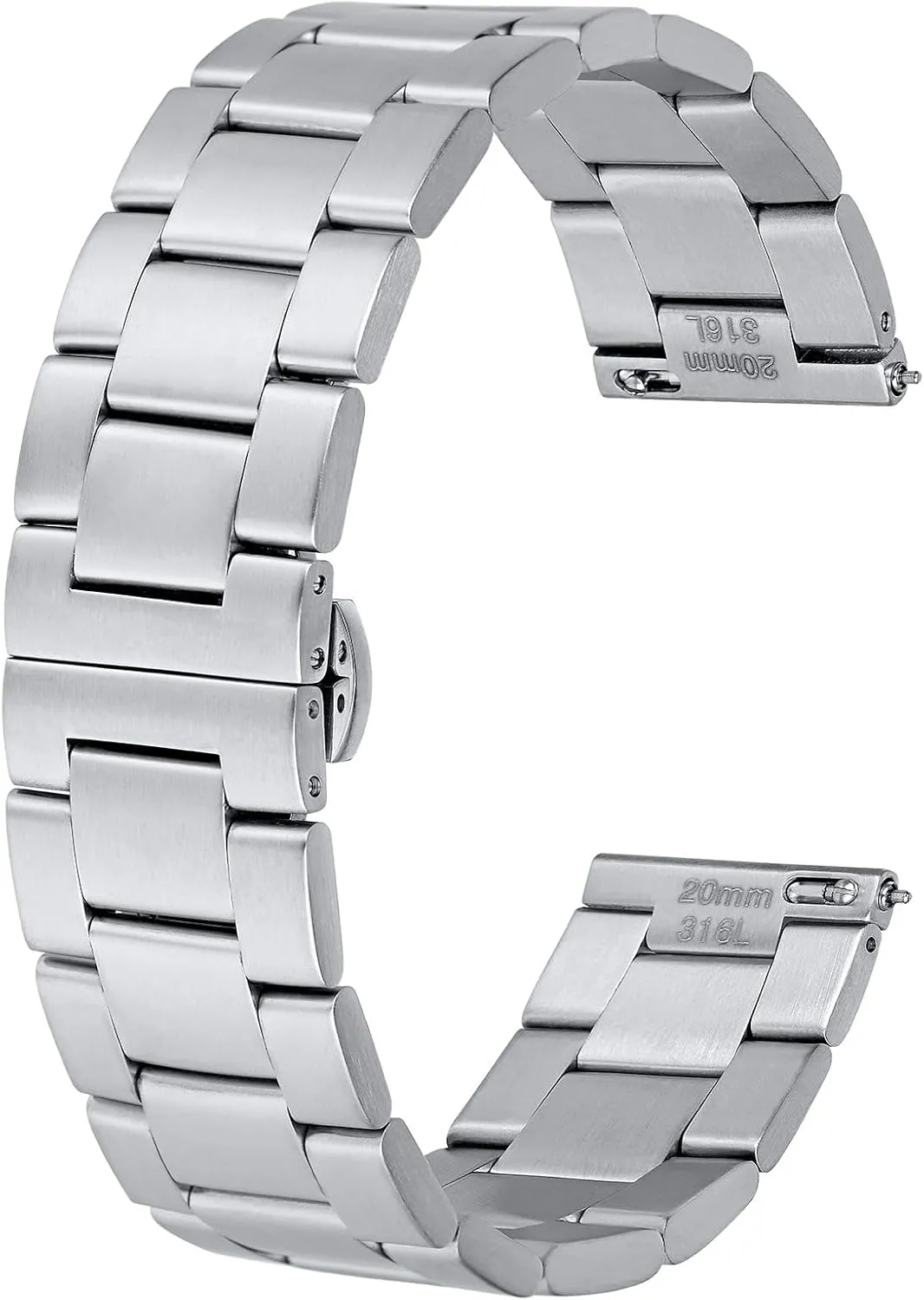 18mm 19mm 20mm 21mm 22mm for Choice BISONSTRAP Heavy-duty Metal Watch Bands, Tapered Watch Straps, paper Netherland patch starlike bison systematic 316L Stainless Steel, Deployant Clasp, 