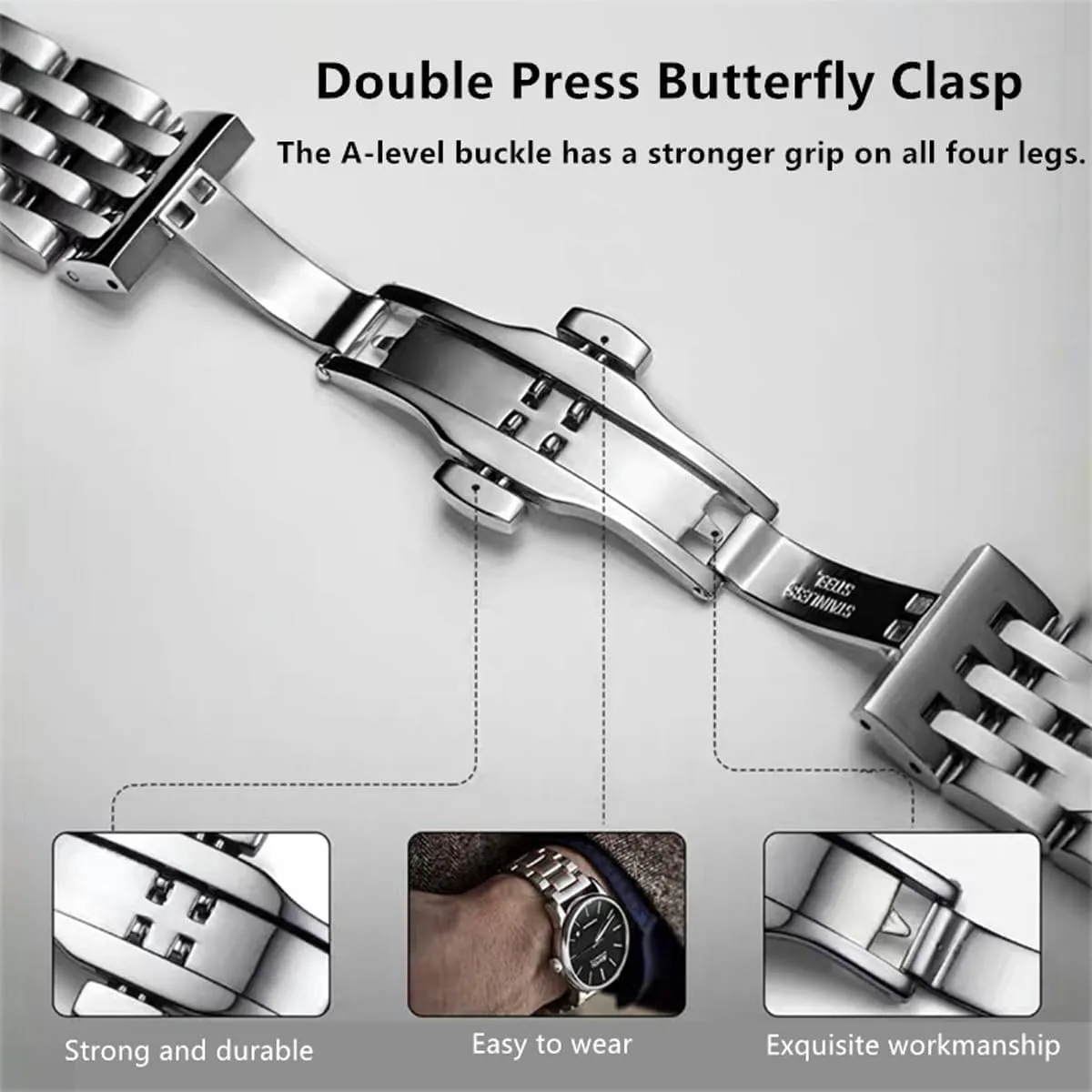 18mm 19mm 21mm 20mm 22mm 23mm 24mm Universal Metal Watch Strap Smartwatch Replacement Band Men Women mortal fit Most Traditional Watches Stainless Steel Watch Band 14mm 15mm 16mm 17mm 