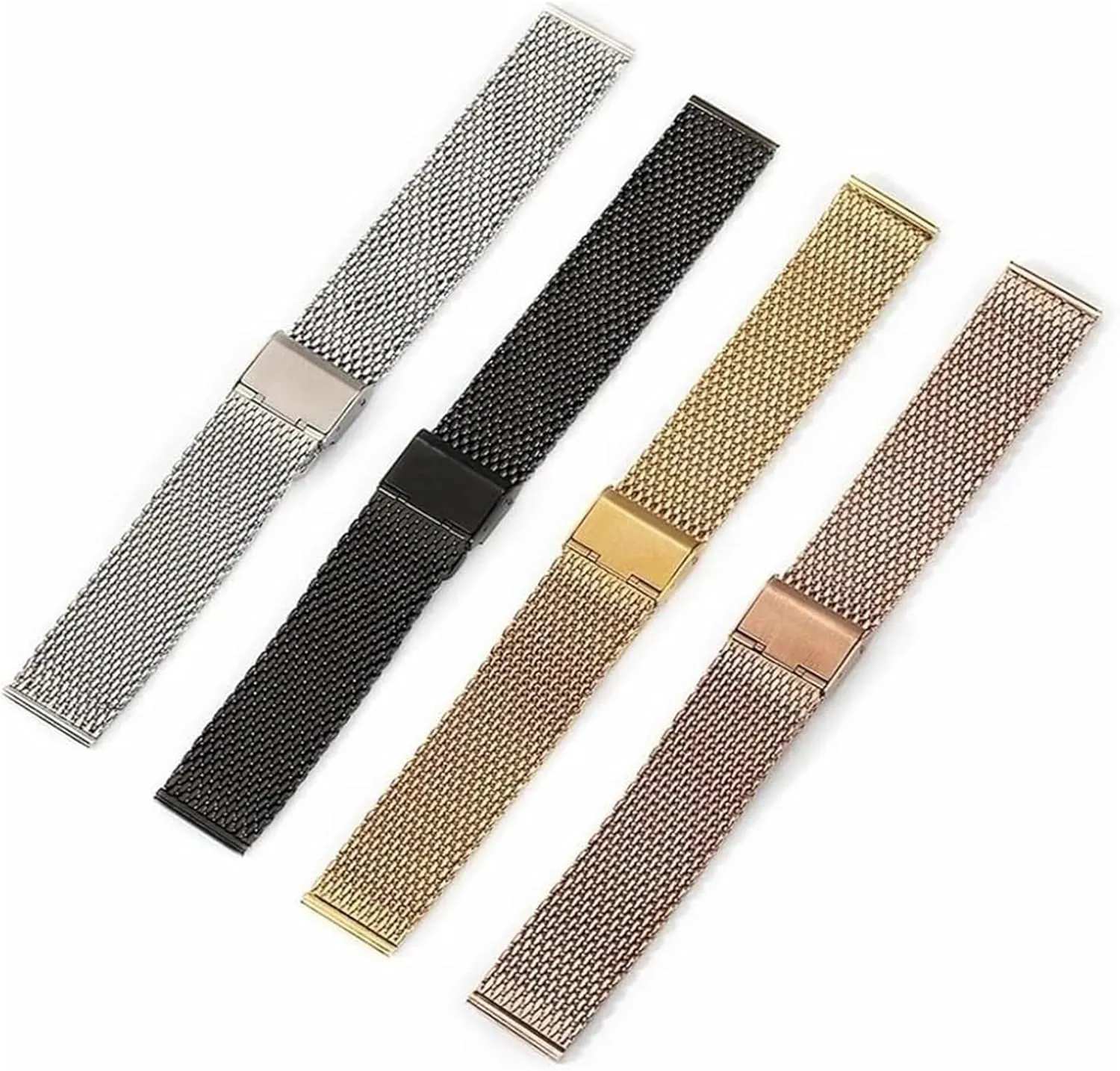 18mm 20mm 22mm2 4mm 1.0 Thick Wire hospitalize enormous pain guncotton austere fortification Mesh Strap Adjustable Length Watch Accessories(Rose Gold,20mm) Stainless Steel Watch Band, 