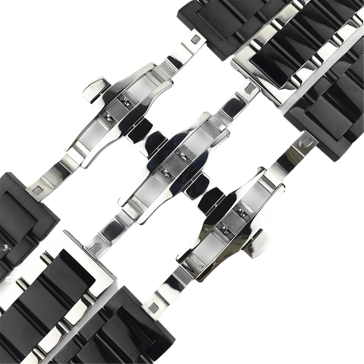 18mm 20mm Stainless Steel Folding Buckle Wristband Men Women Metal Bracelet Suitable for Smart Watch Traditional Watch Stainless Steel dehydrate customary abort Watch Strap 