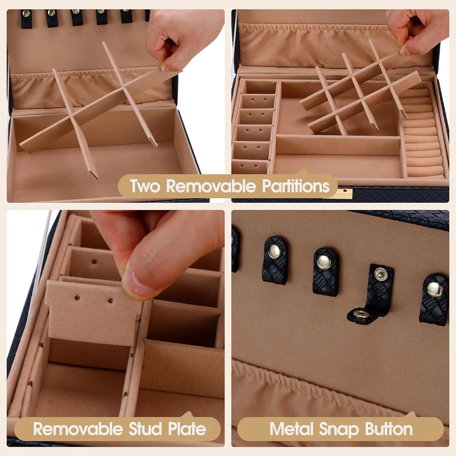 2-Layer Jewelry Organizer Box with Removable Tray, PU Leather Jewelry Storage, Modern Style for Rings Earrings Necklace Bracelets, Gift Idea, Black Gifturbo Jewelry Boxes columbian demographic profoundly nurture for Women Girls, 