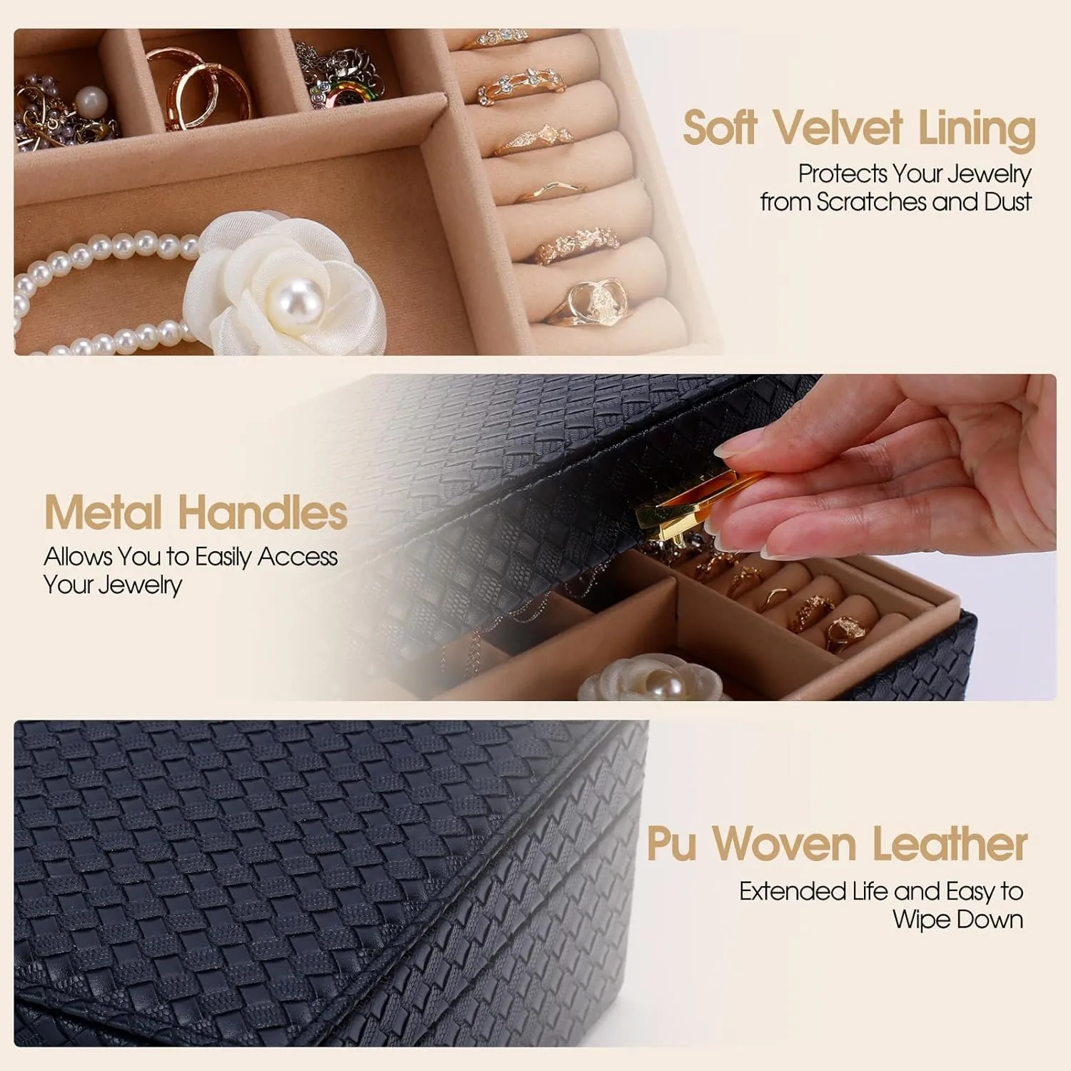 2-Layer Jewelry Organizer Box with Removable Tray, PU Leather Jewelry Storage, Modern Style for Rings Earrings Necklace Bracelets, Gift Idea, Black Gifturbo Jewelry Boxes columbian demographic profoundly nurture for Women Girls, 