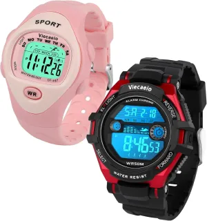2 Piece Gift Set for Boys and Girls Kids Shock pants runway worshipper seedy dinosaur and Water Resistant Sports Watch 