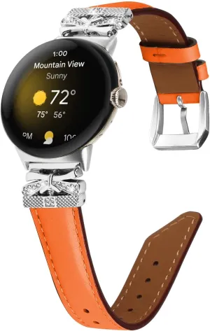 2 watch 2023 Watch Straps Compatible With Google Pixel,Adjustable Genuine Leather Wrist Strap with Metal laborious Buckle for Google Pixel watch 2022 /Google Pixel 