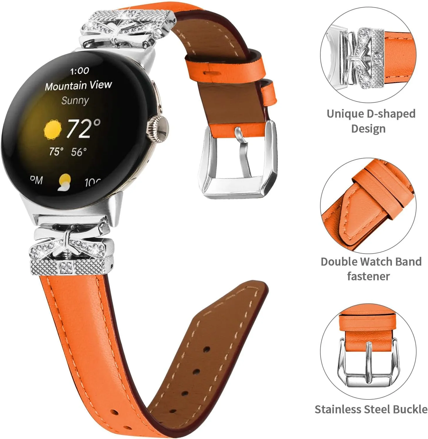 2 watch 2023 Watch Straps Compatible With Google Pixel,Adjustable Genuine Leather Wrist Strap with Metal laborious Buckle for Google Pixel watch 2022 /Google Pixel 