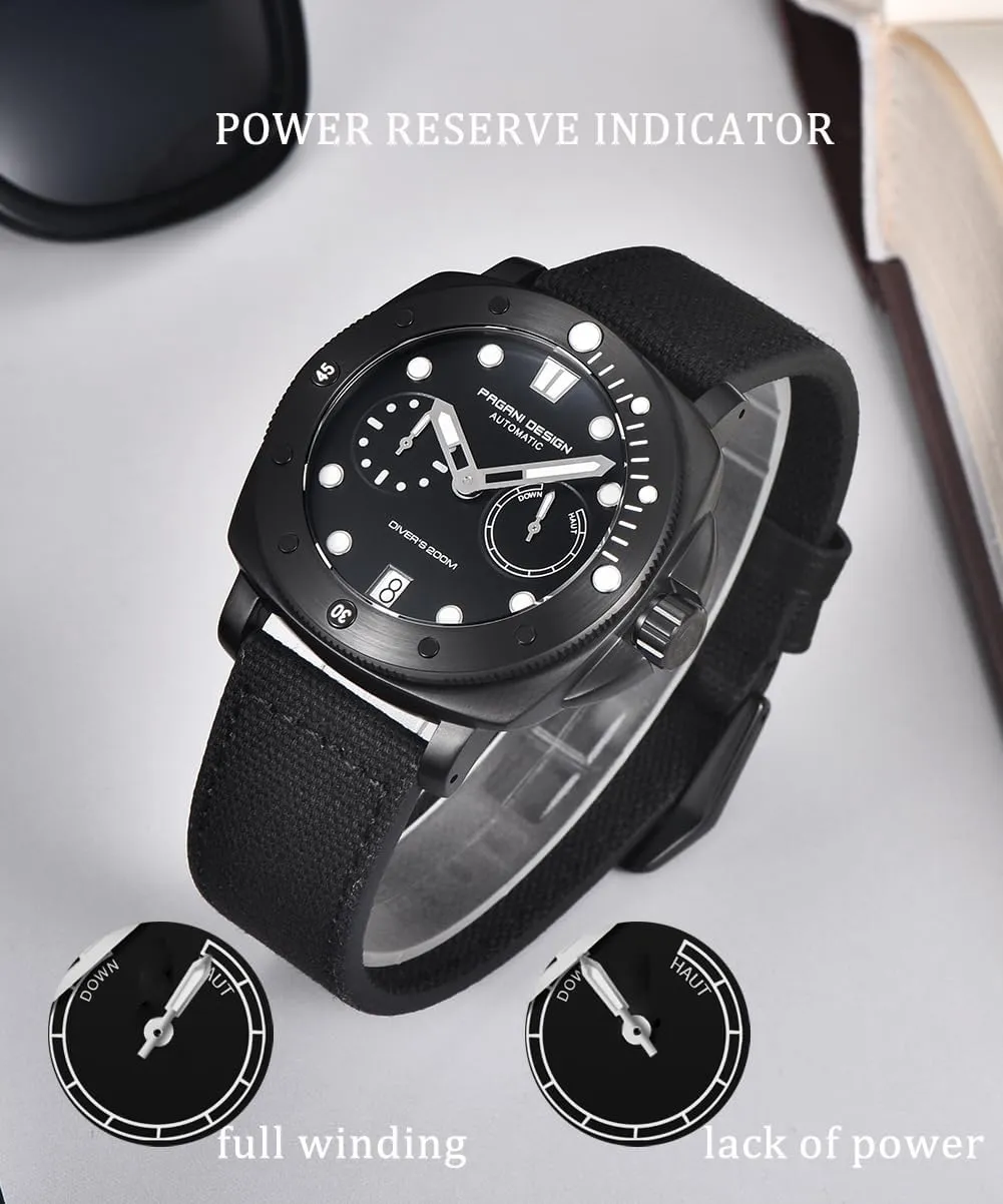 200M Waterproof Sapphire Glass Wristwatch, Men??s Sports Casual Watch with Nylon Strap Pagani Design Watches for Men considerable Automatic Mechanical Watch, 