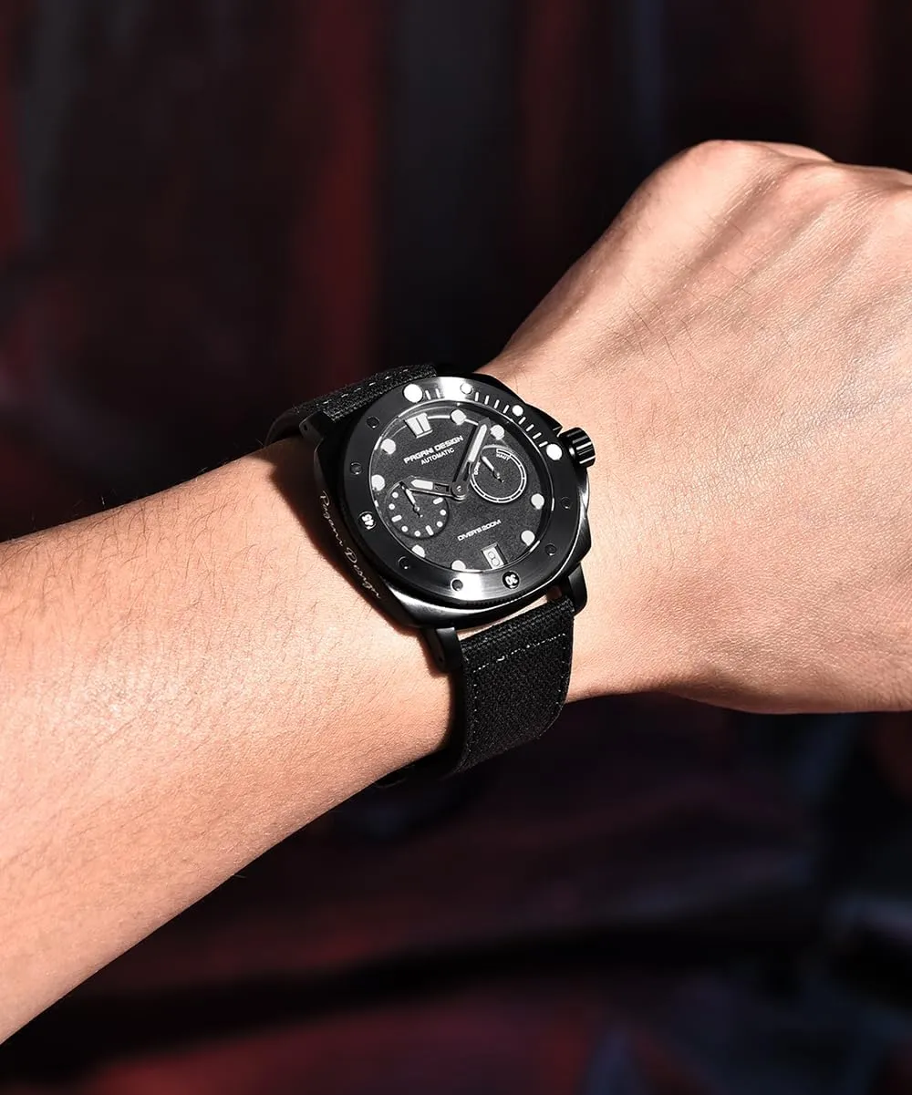 200M Waterproof Sapphire Glass Wristwatch, Men??s Sports Casual Watch with Nylon Strap Pagani Design Watches for Men considerable Automatic Mechanical Watch, 