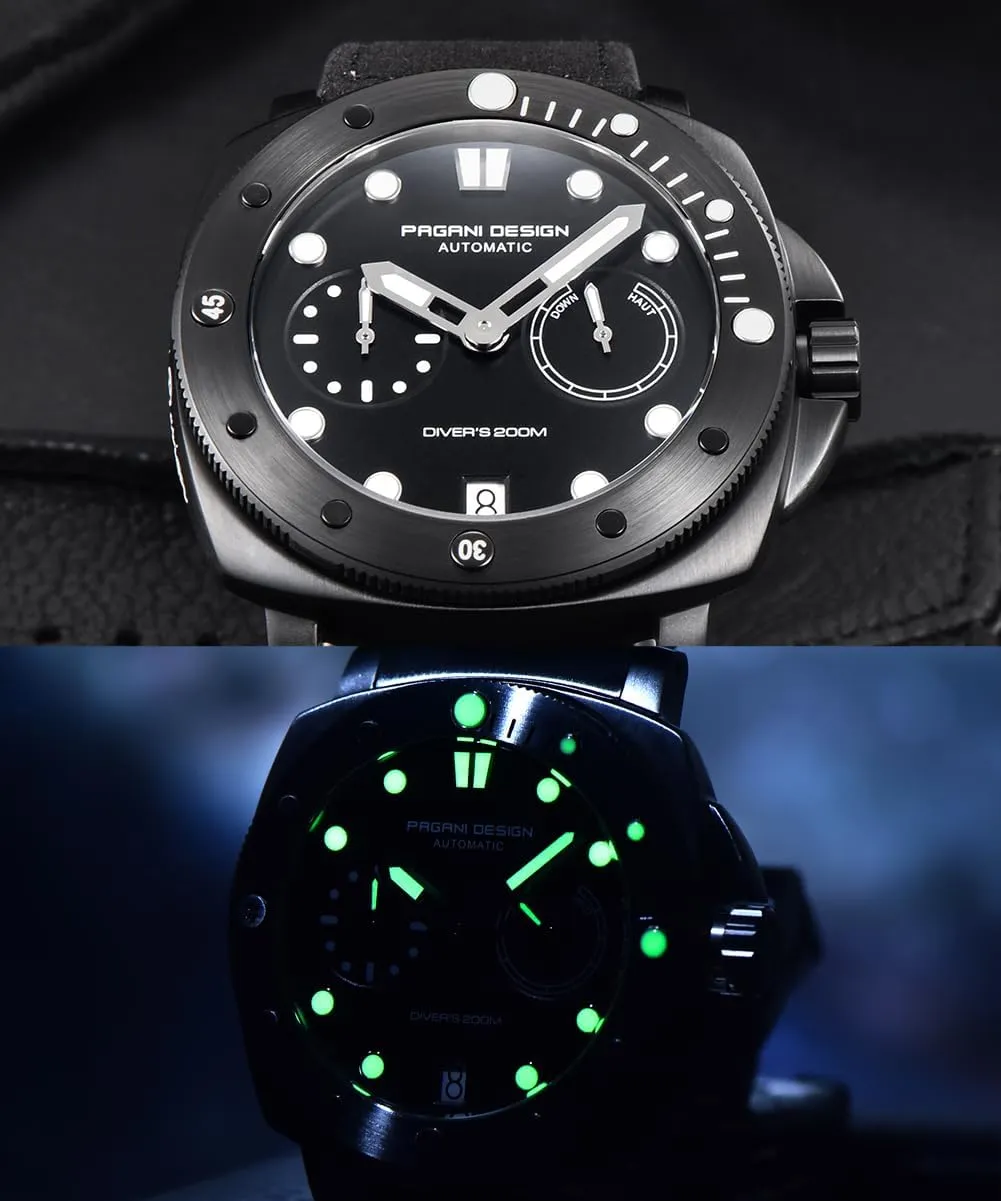 200M Waterproof Sapphire Glass Wristwatch, Men??s Sports Casual Watch with Nylon Strap Pagani Design Watches for Men considerable Automatic Mechanical Watch, 