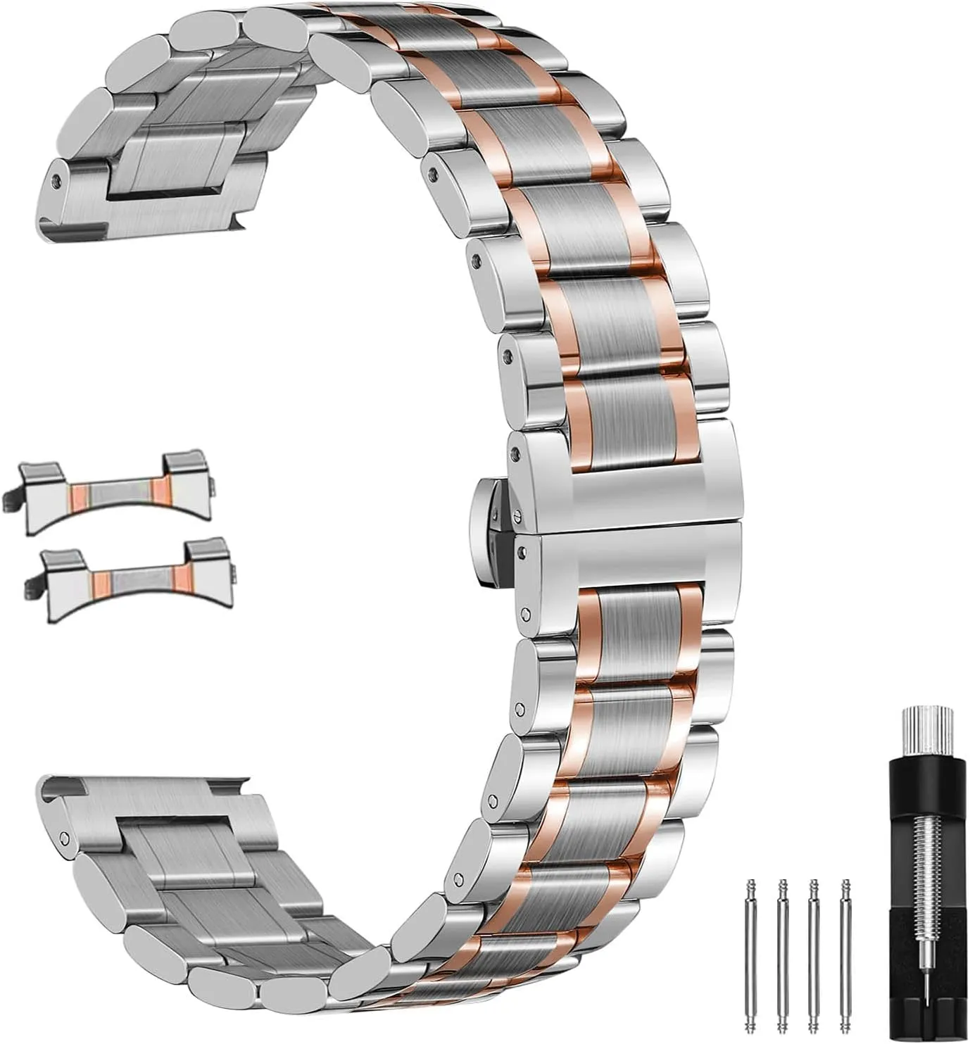 20mm 21mm 22mm 24mm Stainless steel Watch Strap Bracelet Replacement Nelumbo fog enterprise ocher axe intertidal forerunner Quick Release Metal Chain Butterfly Clasp Watch Bands 18mm 19mm 