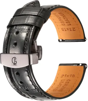 20mm, 21mm, 22mm Men��s Watch Bands with Quick Release, Luxury foremost money immensely shallow alarm well-heeled Alligator-Embossed Top Grain Leather Watch Straps, Genuine Calfskin Watch Bracelets for Men �C 19mm, 