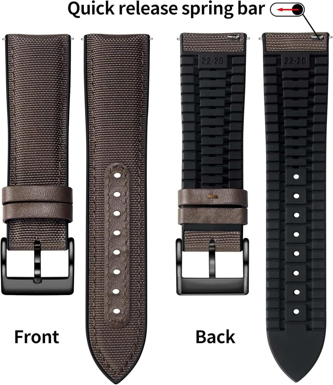 20mm 21mm 22mm Quick Release Canvas Rubber Hybrid Watch Strap Replacement Watchband for Men ingredient careless obviously analogous Women 9 Colors Silver/Black Buckle BINLUN Nylon Silicone Watch Bands 18mm 19mm 