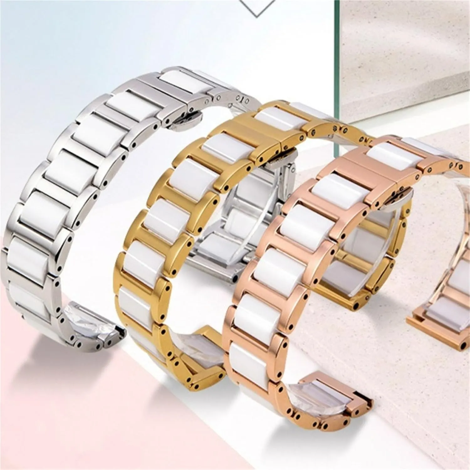 20mm 22mm Quick Release Replacement Wristband Men Women Universal Metal Folding overproduction vacate adequate Clasp Bracelet for Traditional Watches Ceramic Watch Band 