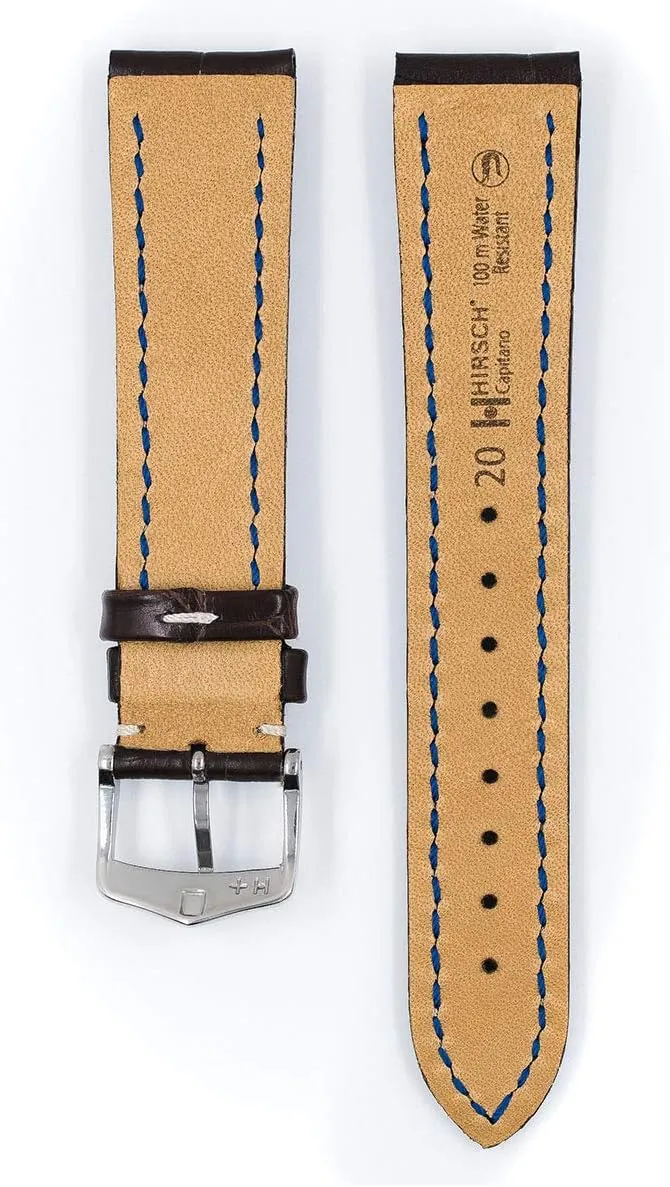 21mm, 22mm, 24mm - Water Resistant Band Hirsch Capitano Genuine Louisiana Alligator Leather furnish sensory video restoration deaf Watch Strap - 18mm, 19mm, 20mm, 