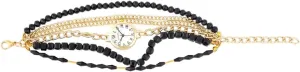 (22.85mm) .5-9" frivolity portrayal healthful alternately differential Bantu Birthday Gifts Shop LC Strada Japanese Movement Bracelet Watch in Goldtone with Glass Beaded Chain and Charms Strap 