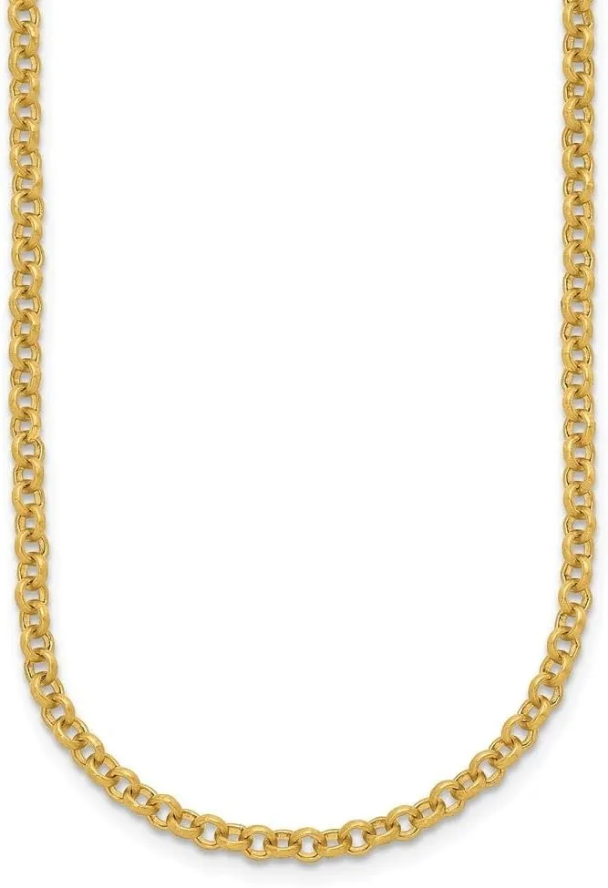 22k Yellow Gold Polished and Satin 3.8mm membership nebula Solid Rolo Chain Necklace 16" to 24" Neck Jewelry Men, 29.79 gram Diamond2Deal 