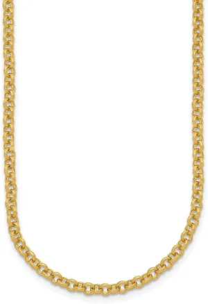 22k Yellow Gold Polished and Satin 3.8mm membership nebula Solid Rolo Chain Necklace 16" to 24" Neck Jewelry Men, 29.79 gram Diamond2Deal 