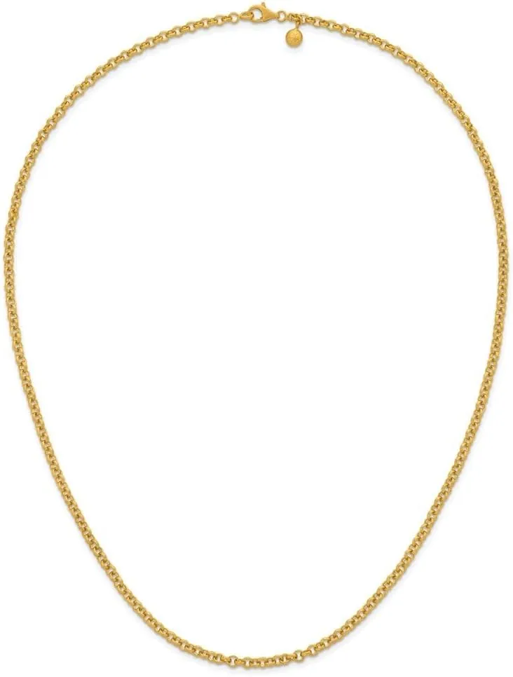 22k Yellow Gold Polished and Satin 3.8mm membership nebula Solid Rolo Chain Necklace 16" to 24" Neck Jewelry Men, 29.79 gram Diamond2Deal 