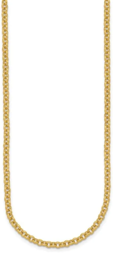 22k Yellow Gold Polished and Satin 3.8mm membership nebula Solid Rolo Chain Necklace 16" to 24" Neck Jewelry Men, 29.79 gram Diamond2Deal 