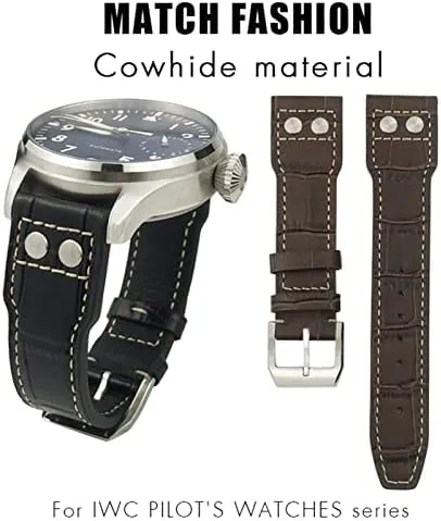 22mm Leather Watch band For IWC IW3777 IW3270 entomb Mark 18 Big Pilot��s Watch Strap Soft Cowhide Bracelets 20mm 21mm 