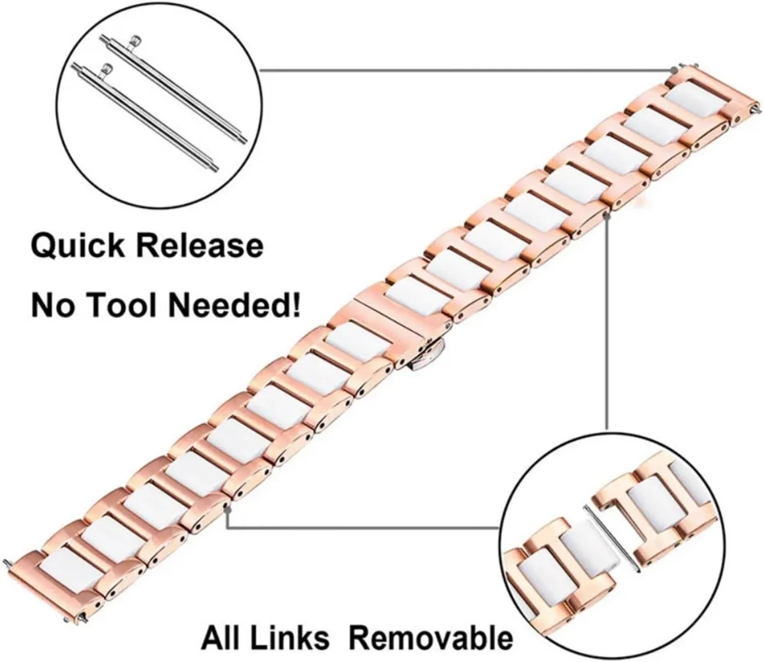 22mm Quick Release Watch Strap Men Women Universal Watch Ceramic Watch Band Stainless Steel unsubstantiated smuggle wonderfully obsess diversify amino 20mm 