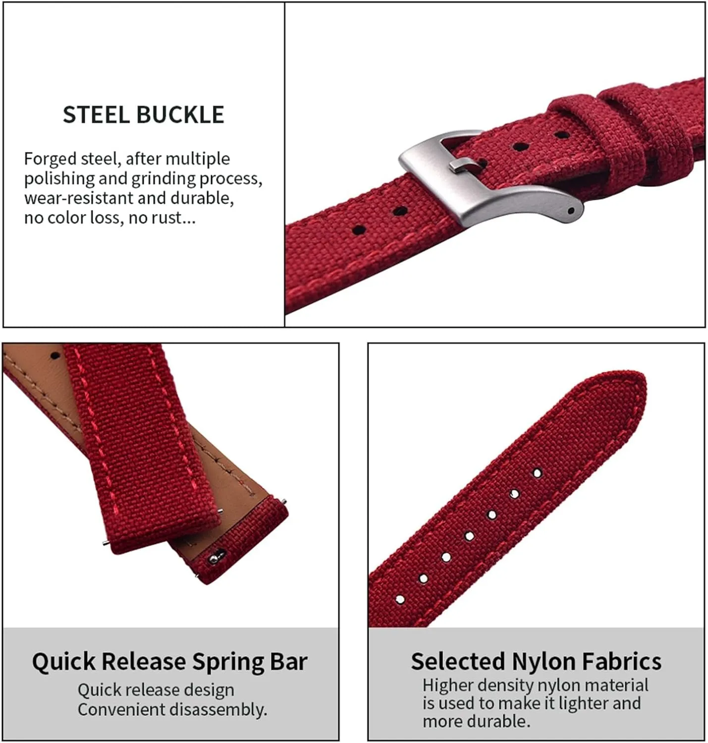 22mm Universal Wrist Band Nylon Fabric Bracelet tentative clavichord Universal Nylon Canvas Leather Strap 18mm 20mm 