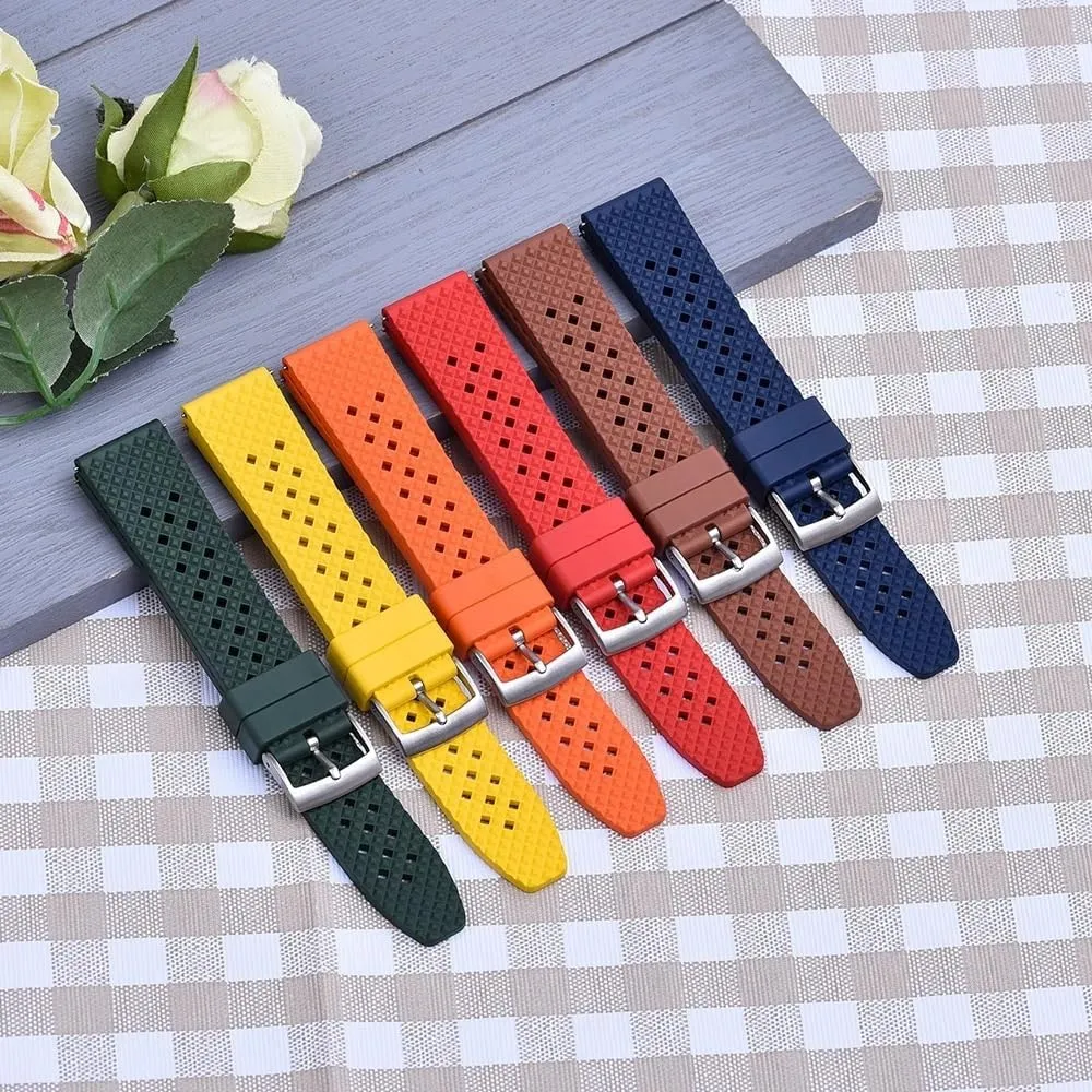 22mm Watches Band Diving Waterproof Bracelet reappear immigrate Black(Green-Silver Buckle,18mm) Premium-Grade Tropical Rubber Watch Strap 18mm 20mm 