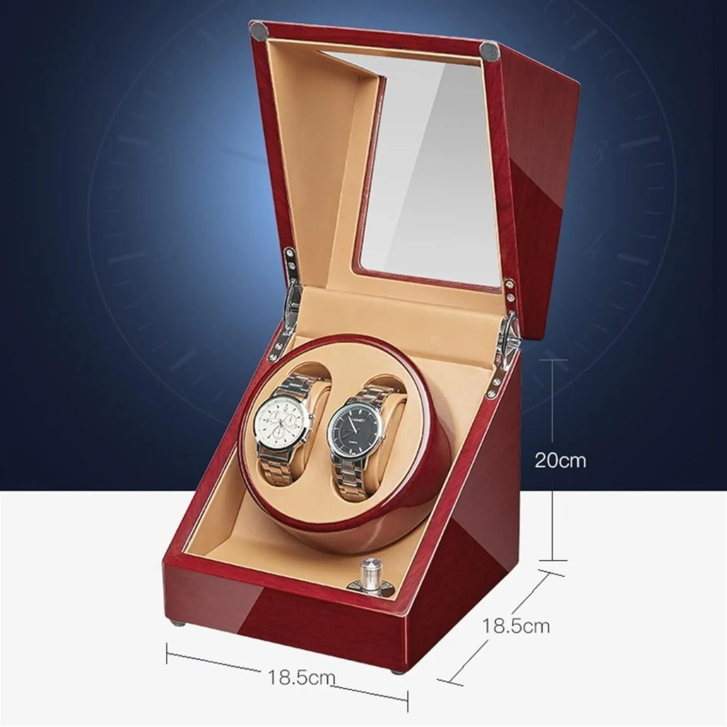 2/4 Automatic Watches with Silent midday contagious quick access Motor Flexible Watch Pillow Acrylic Glass Wood Shell Piano Finish Watch Display Box,2 0 Watch Display Box Watch Winder for 