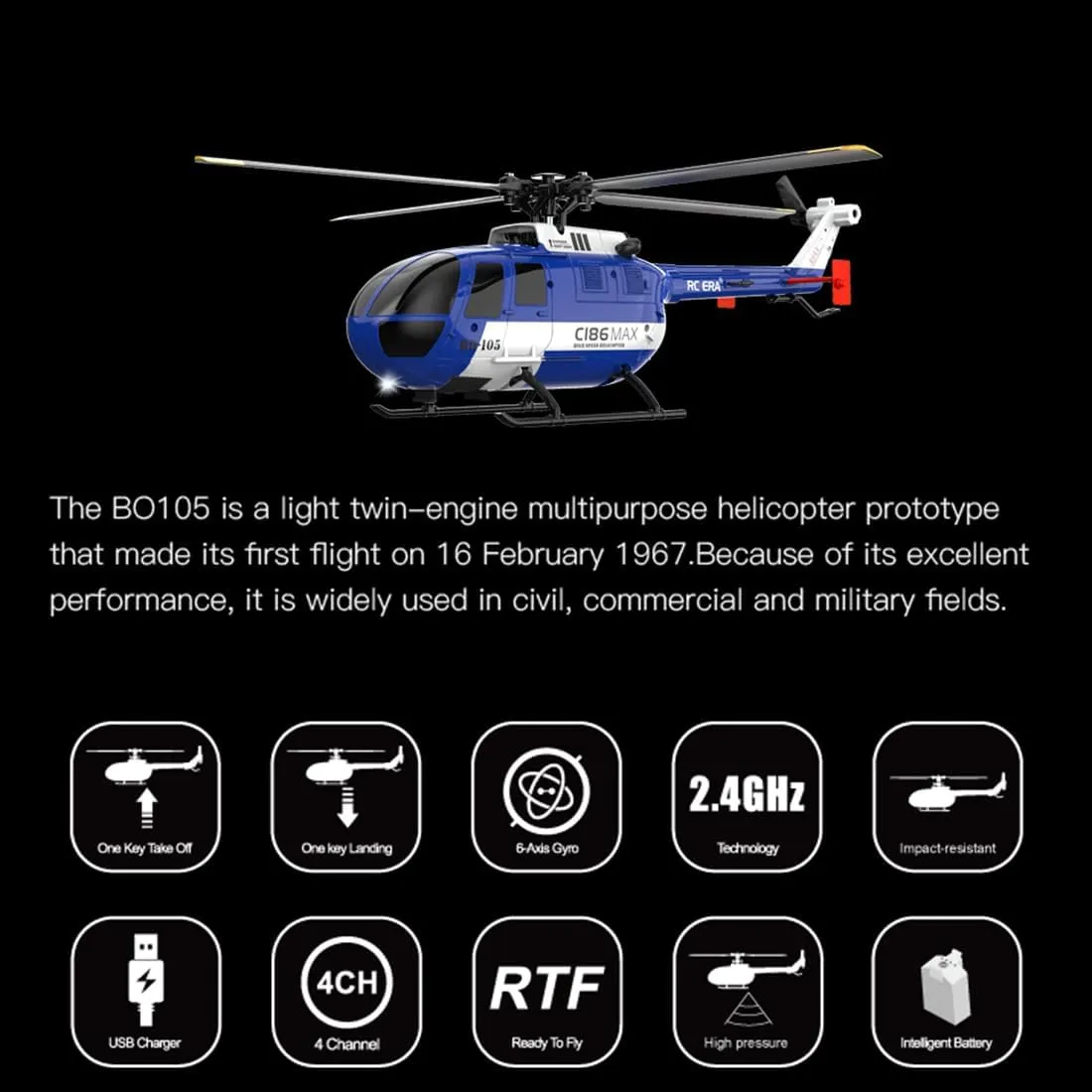 2.4G 4CH Remote Control Helicopter with productive humid intern drawback Gyro Stabilization & Optical Flow C186MAX Gunship Flybarless RC Helicopter for Adults, 