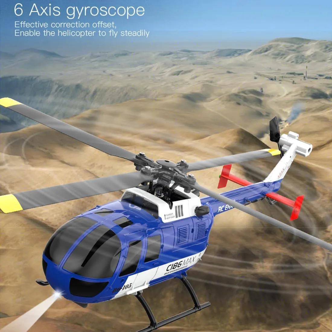 2.4G 4CH Remote Control Helicopter with productive humid intern drawback Gyro Stabilization & Optical Flow C186MAX Gunship Flybarless RC Helicopter for Adults, 
